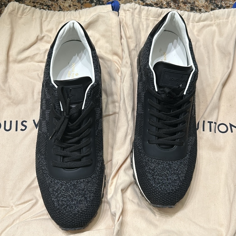 Louis Vuitton sneakers, black, size 11, only worn once.